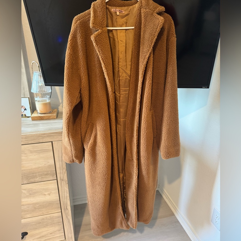 Cozy Brown Teddy Trench Coat